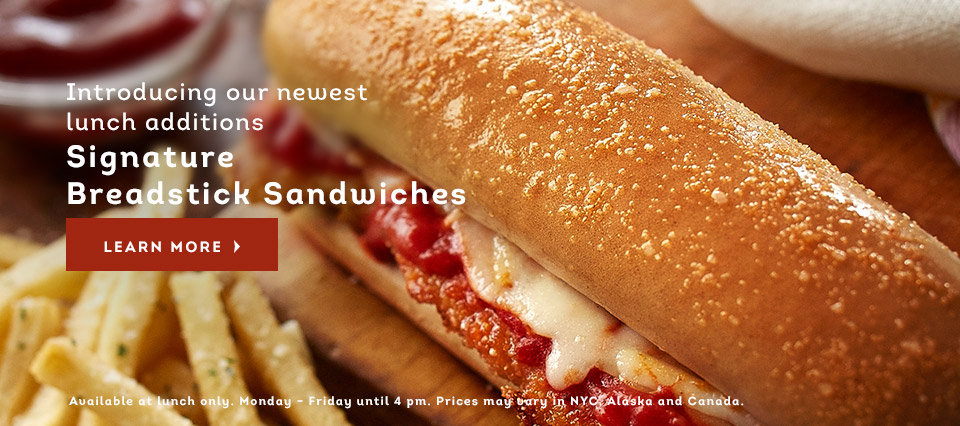 Introducing Olive Garden's newest lunch additions, Signature Breadstick Sandwiches!